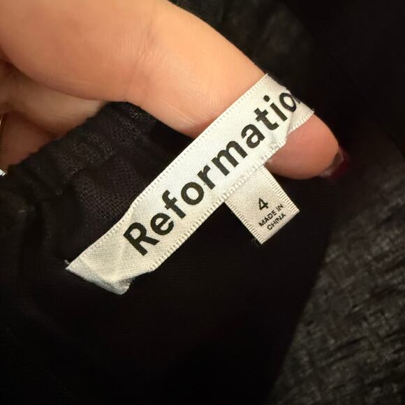 REFORMATION | Black Lenova Linen Open Back Pencil Midi Dress | Size 4 - Picture 5 of 7